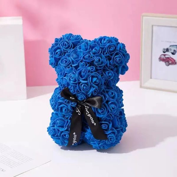 Artificial Rose Teddy Bear 25cm Romantic Floral Gift with Gift Box