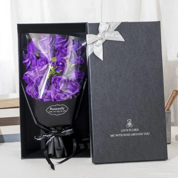 Artificial Soap Rose Bouquet in Gift Box for Valentine's Day and Special Occasions