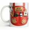 Artist [Your Name] With Paint Brushes And Palette - Personalized Custom Coffee Mug - JBS086_MG