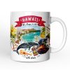 Artistic Hawaii State Themes and Landmarks Personalized Mug With Custom Name