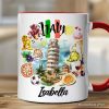 Artistic Italy Landmarks Personalized Mug, Italian Gift and Souvenir with Custom Name
