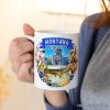 Artistic Montana State Themes and Landmarks Personalized Mug With Custom Name