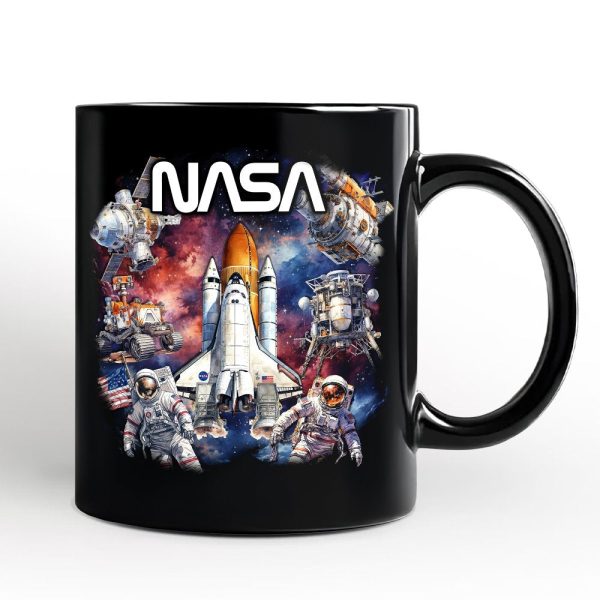 Artistic NASA Handcrafted Christmas Personalized Mug, Astronaut in Outer Space with the Planets Gift with Custom Name