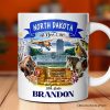 Artistic North Dakota State Themes and Landmarks Personalized Mug With Custom Name