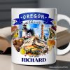 Artistic Oregon State Themes and Landmarks Personalized Mug With Custom Name