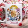 Artistic Paris Culture and Landmarks Personalized Mug, Classical France Gift and Souvenir with Custom Name