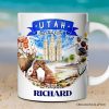 Artistic Utah State Themes and Landmarks Personalized Mug With Custom Name