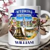 Artistic Wyoming State Themes and Landmarks Personalized Mug With Custom Name