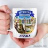 Artistic Wyoming State Themes and Landmarks Personalized Mug With Custom Name