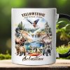 Artistically Vibrant Yellowstone National Park Personalized Mug, Wildlife and Nature Gift and Souvenir with Custom Name