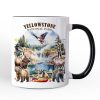Artistically Vibrant Yellowstone National Park Personalized Mug, Wildlife and Nature Gift and Souvenir with Custom Name