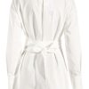 Asymmetric Button Up Long Sleeve Belted Shirt Mini Dress - White