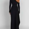 Asymmetric One Shoulder High Slit Drape Maxi Dress