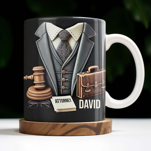 Attorney, Suit, Tie, Briefcase, and Gavel Design - Personalized Custom Coffee Mug - GRAD282_MG