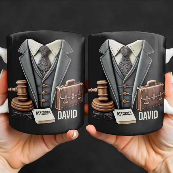 Attorney, Suit, Tie, Briefcase, and Gavel Design - Personalized Custom Coffee Mug - GRAD282_MG