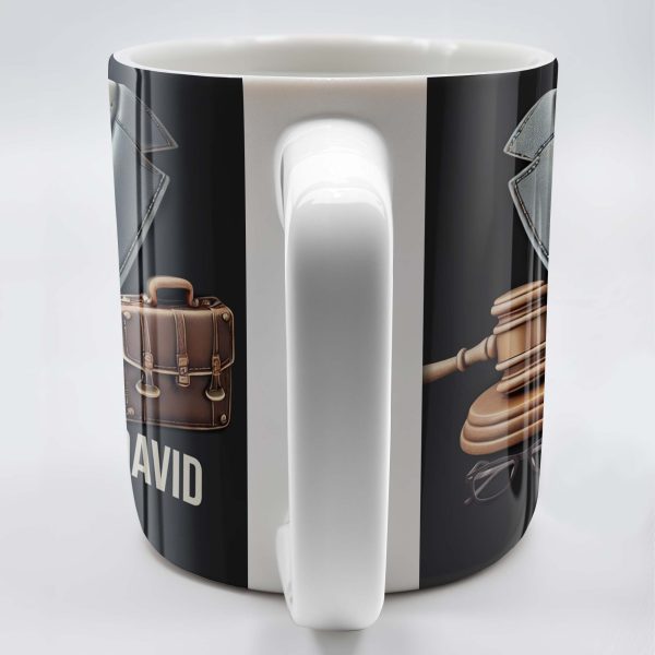 Attorney, Suit, Tie, Briefcase, and Gavel Design - Personalized Custom Coffee Mug - GRAD282_MG