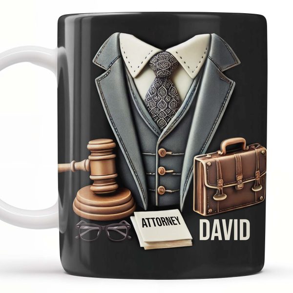 Attorney, Suit, Tie, Briefcase, and Gavel Design - Personalized Custom Coffee Mug - GRAD282_MG