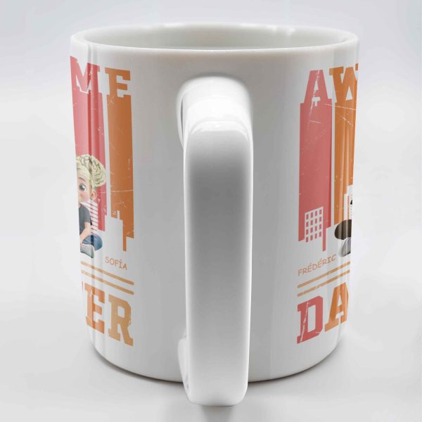 Awesome Like My Daughter, Cartoon Characters And City Skyline - Personalized Custom Coffee Mug - DAD132_MG