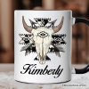 Aztec Tribal Bull Skull Personalized Mug, Western Boho Gift with Custom Name