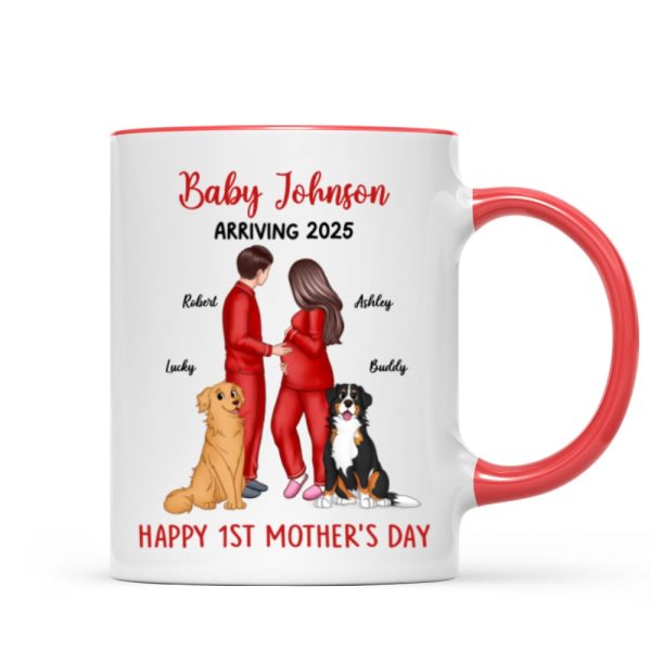 Baby Arriving Happy First Mother's Day Personalized Mug, Gift For Pregnant Mom, Expecting Mom