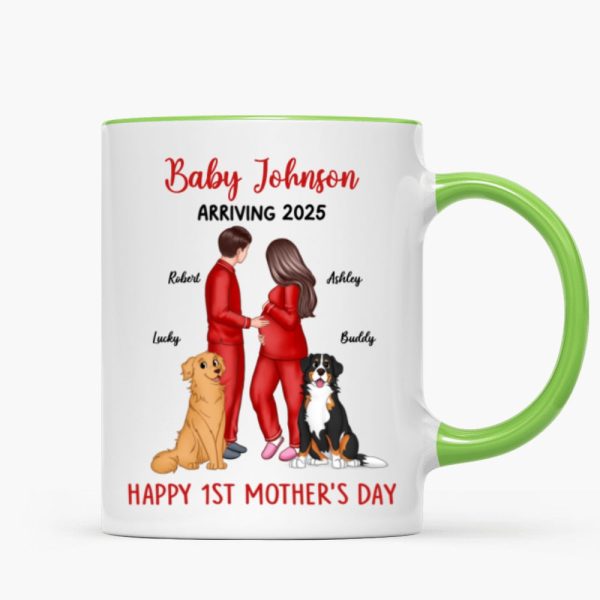 Baby Arriving Happy First Mother's Day Personalized Mug, Gift For Pregnant Mom, Expecting Mom