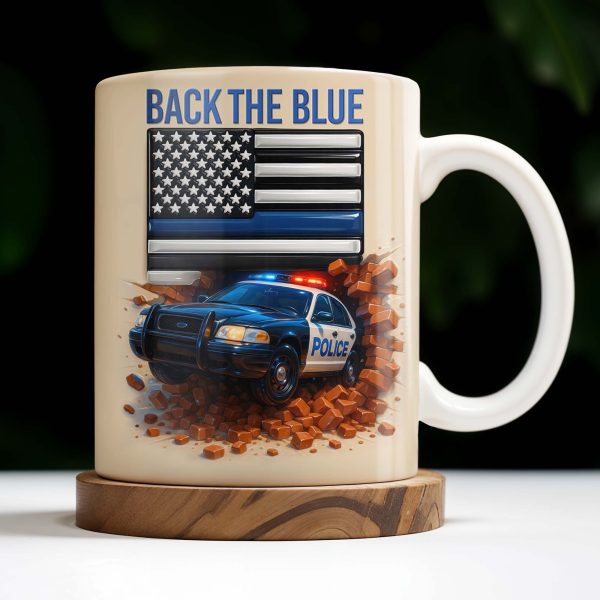Back The Blue, Police Car and American Flag - Personalized Custom Coffee Mug - OFC019_MG