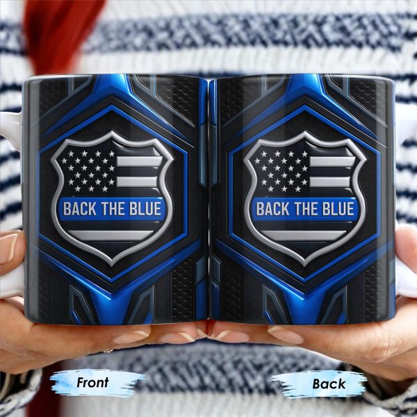 Back The Blue, Shield and Stars - Personalized Custom Coffee Mug - OFC018_MG