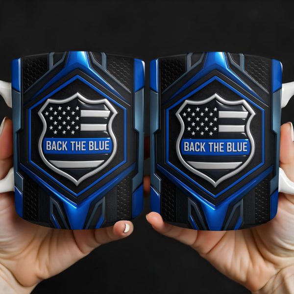 Back The Blue, Shield and Stars - Personalized Custom Coffee Mug - OFC018_MG