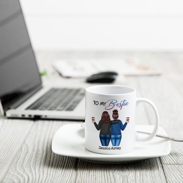 Back View Besties To My Bestie Personalized Mug, Christmas Gift For Best Friends, BFF