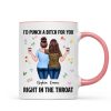 Back View Besties Walking I'd Punch A Bitch For You Personalized Mug, Funny Gift For Best Friends, BFF