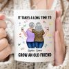 Back View Besties Walking It Takes A Long Time To Grow An Old Friend Floral Personalized Mug, Gift For Best Friends, BFF