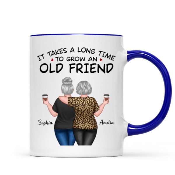 Back View Besties Walking It Takes A Long Time To Grow An Old Friend Personalized Mug, Gift For Best Friends, BFF