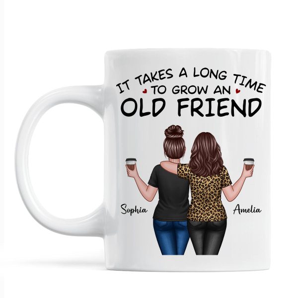 Back View Besties Walking It Takes A Long Time To Grow An Old Friend Personalized Mug, Gift For Best Friends, BFF