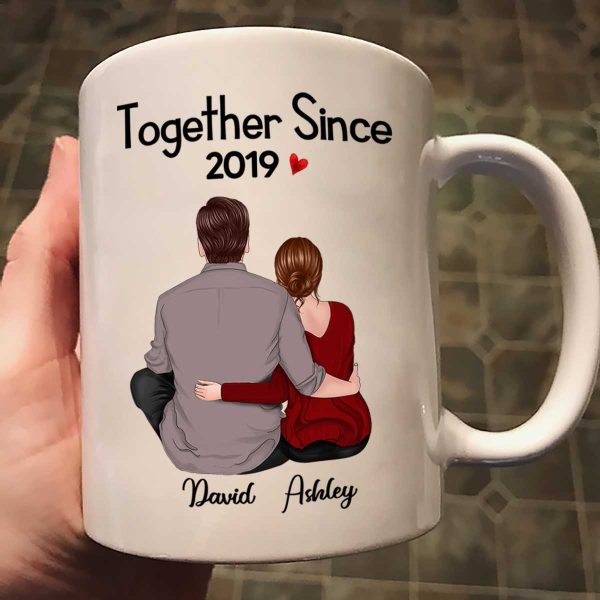 Back View Couple Sitting Anniversary Gift For Him Gift For Her Personalized Mug