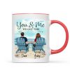 Back View Couple Sitting Beach Landscape Personalized Mug