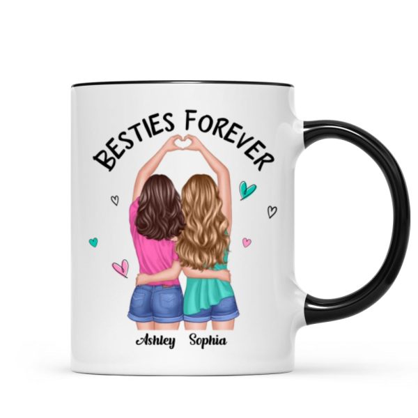 Back View Heart Hands Besties Forever Personalized Mug