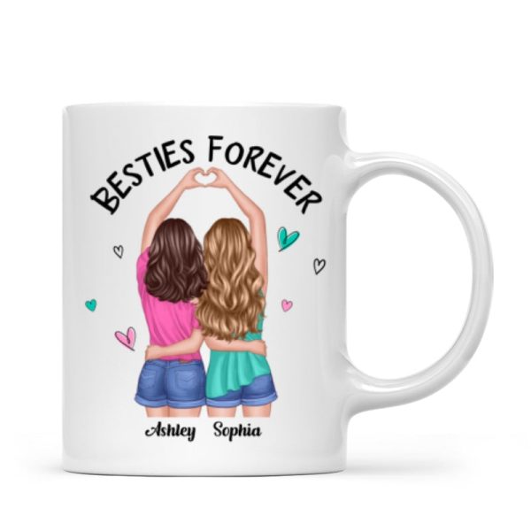Back View Heart Hands Besties Forever Personalized Mug