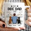 Back View Man Sitting With Dogs Best Dog Dad Ever Mountain Sketch Personalized Mug