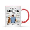Back View Man Sitting With Dogs Best Dog Dad Ever Mountain Sketch Personalized Mug