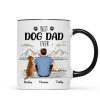 Back View Man Sitting With Dogs Best Dog Dad Ever Mountain Sketch Personalized Mug