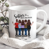 Back View Sisters Walking Forever Linked Together Personalized Mug, Gift For Sisters, Siblings