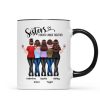 Back View Sisters Walking Forever Linked Together Personalized Mug, Gift For Sisters, Siblings