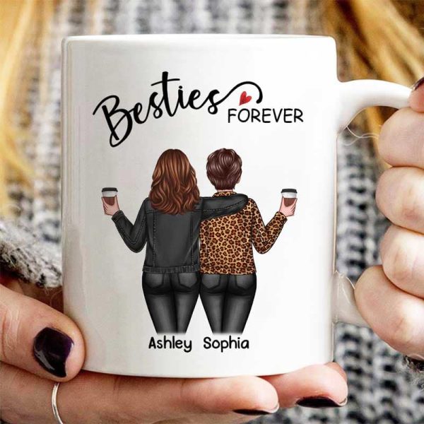 Back View Women Besties Forever Personalized Mug
