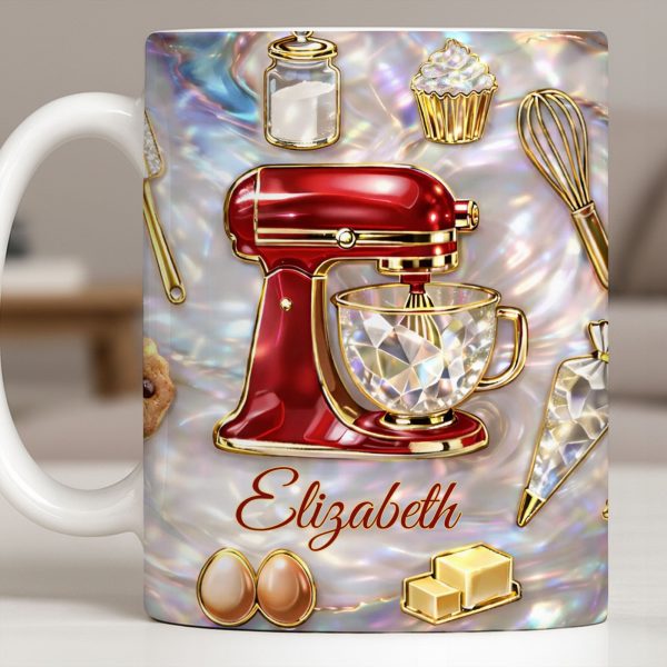 Baking With Love And A Dash Of Magic Stand Mixer And Whisk - Personalized Custom Coffee Mug - HOB115_MG