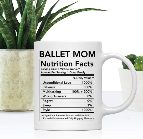 Ballet Mom Nutritional Facts Coffee Mug Gift for Dance Mom from Daughter Son Birthday Mother's Day Gift