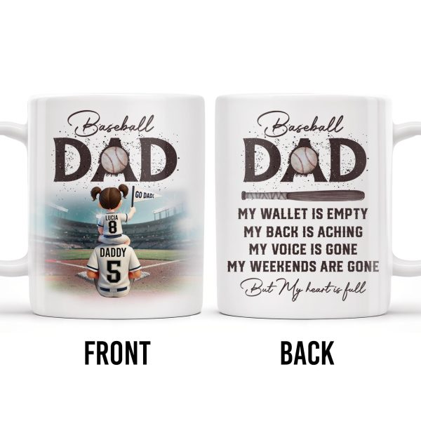 Baseball Dad, Heart Full Message - Personalized Custom Coffee Mug - DAD135_MG