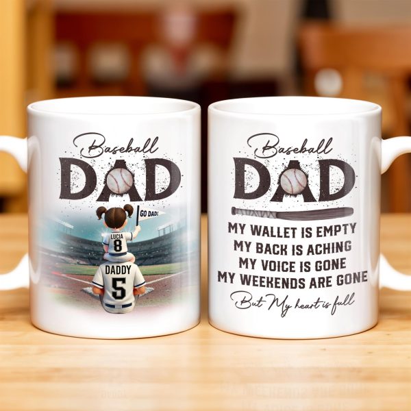 Baseball Dad, Heart Full Message - Personalized Custom Coffee Mug - DAD135_MG
