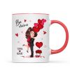 Be Mine Doll Couple Hugging Kissing Personalized Mug - Gift For Him Gift For Her