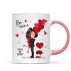 Be Mine Doll Couple Hugging Kissing Personalized Mug - Gift For Him Gift For Her