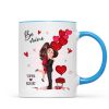 Be Mine Doll Couple Hugging Kissing Personalized Mug - Gift For Him Gift For Her